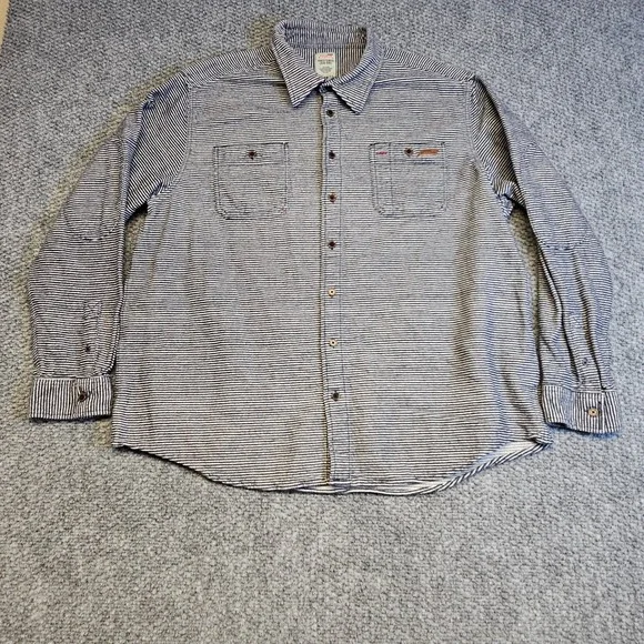 Dickies Mens Long Sleeve Button Up Shirt Blue White Stripe Workwear Size 3XL - Picture 2 of 8